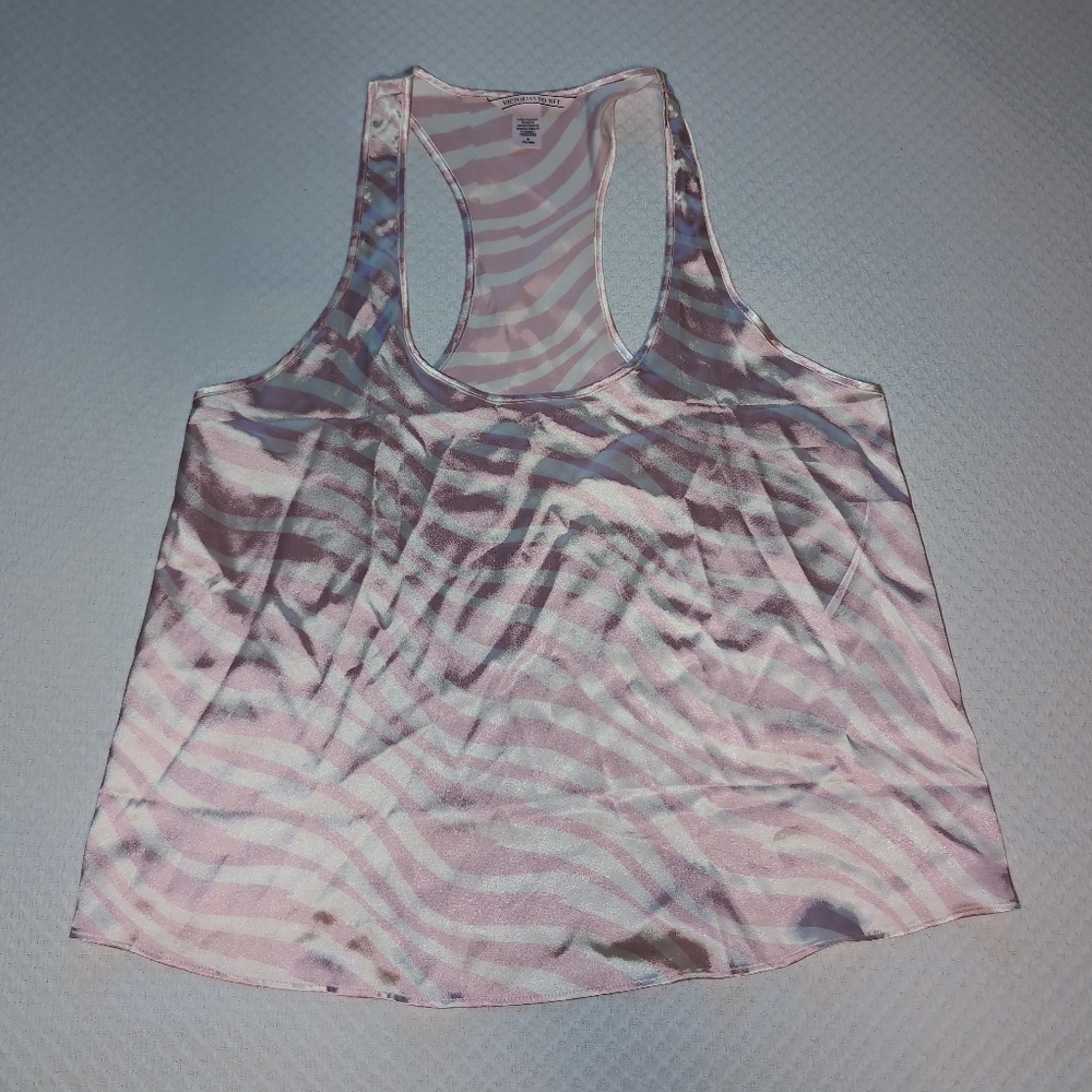 Victoria's secret satin racerback tank PINK ZEBRA NWT